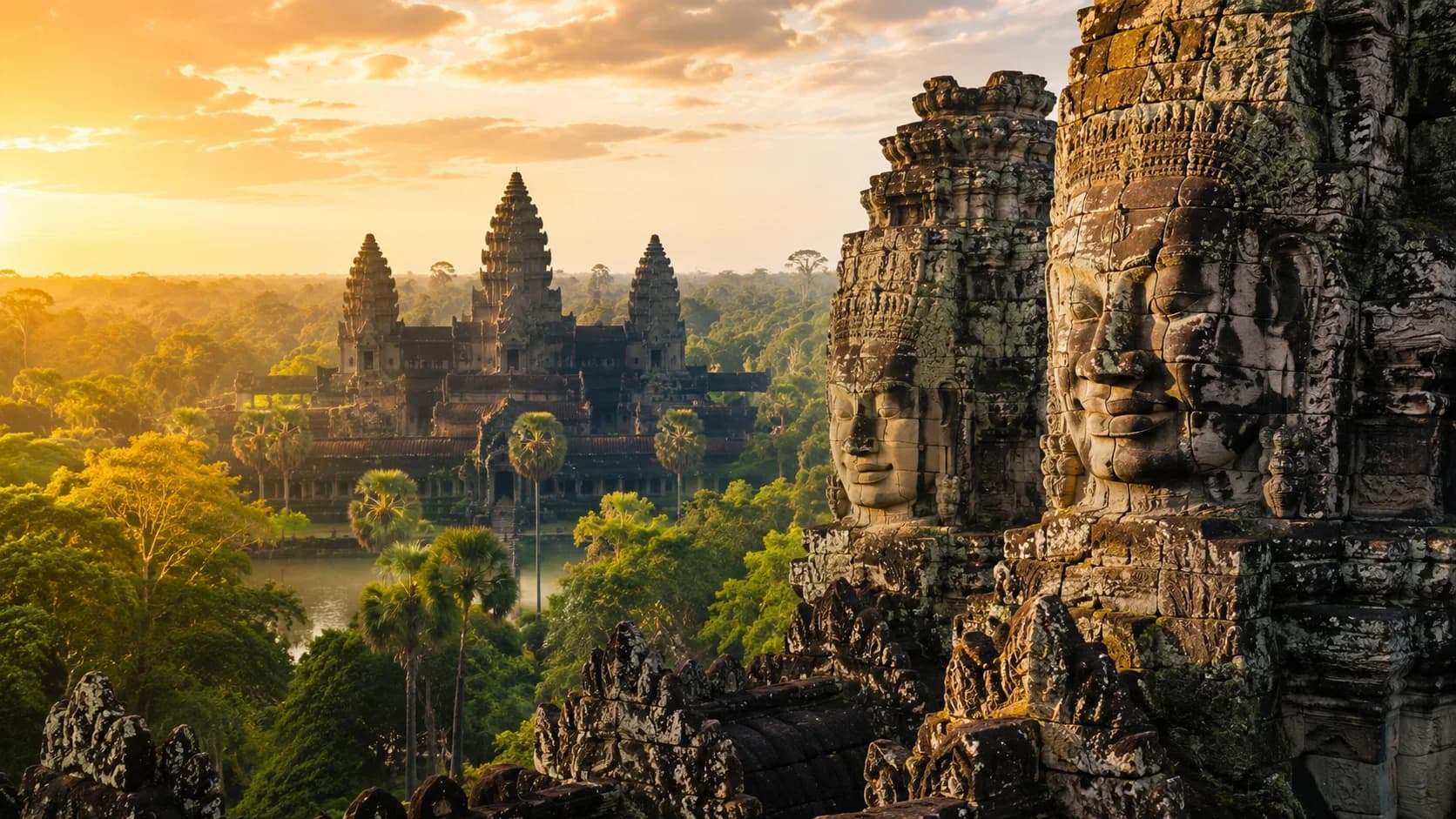 Angkor Wat at sunrise in Cambodia