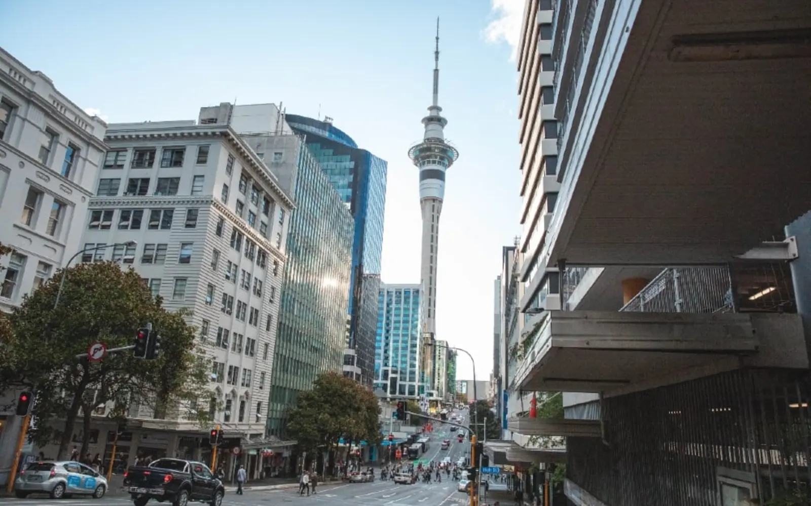 Auckland skyline and Sky Tower in New Zealand