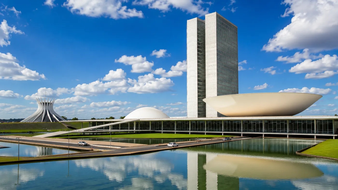 Brasilia skyline and the National Congress of Brazil