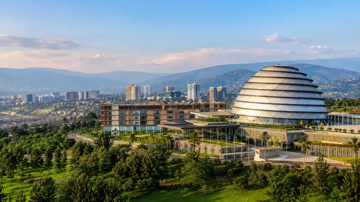 Kigali skyline and Kigali Convention Centre in Rwanda