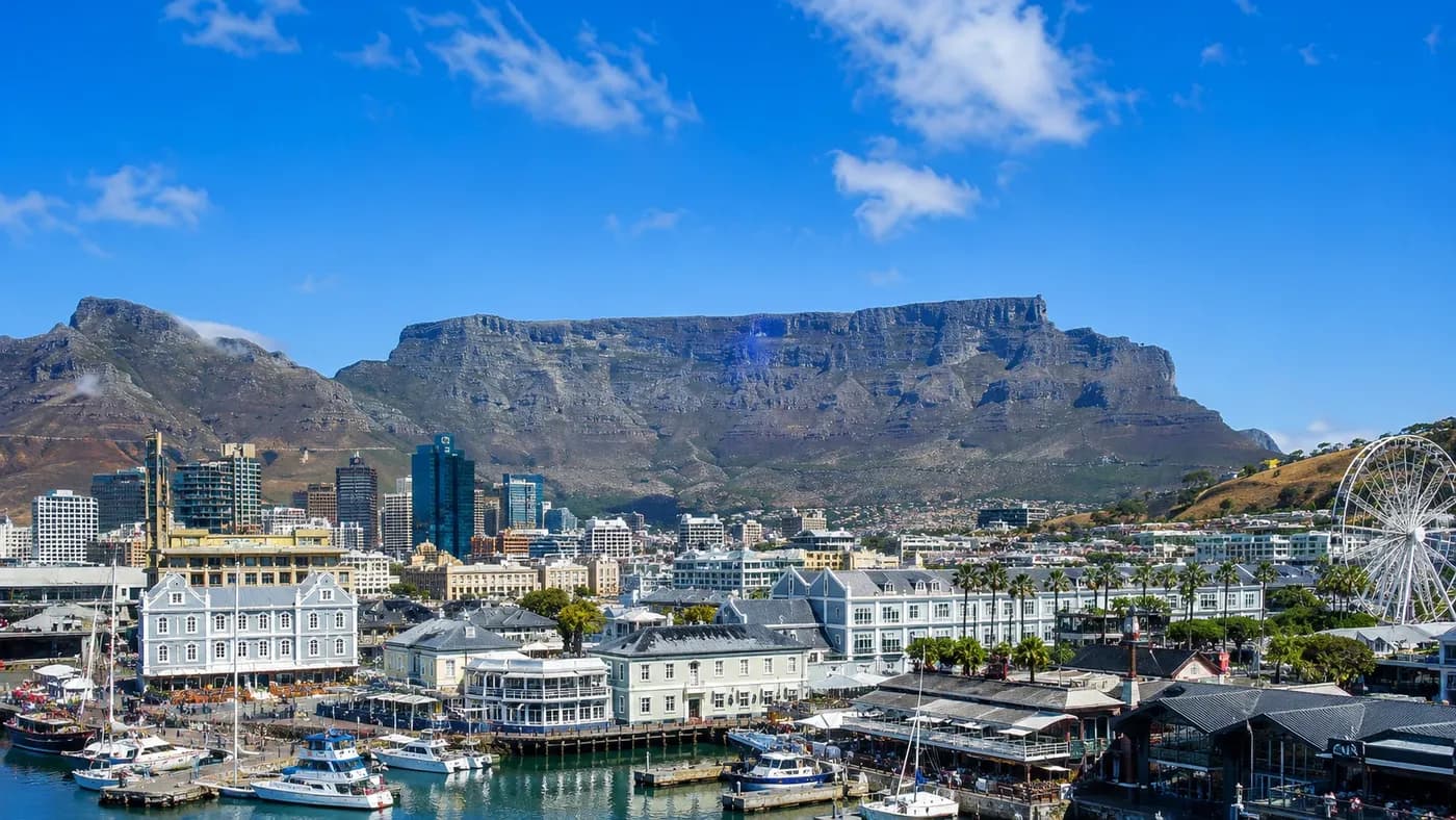 Cape Town waterfront and Table Mountain in South Africa
